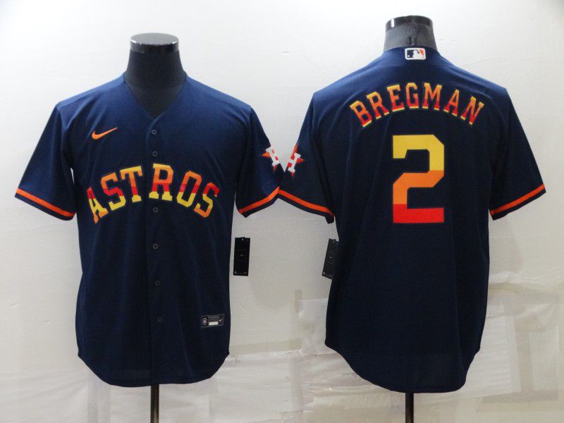 Men Houston Astros 2 Bregman Blue Rainbow Edition Game Nike 2022 MLB Jerseys